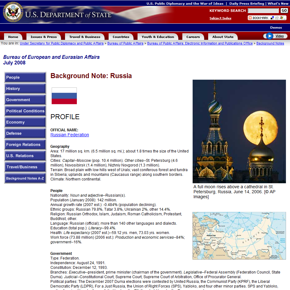 Bureau of European and Eurasian Affairs: Russia